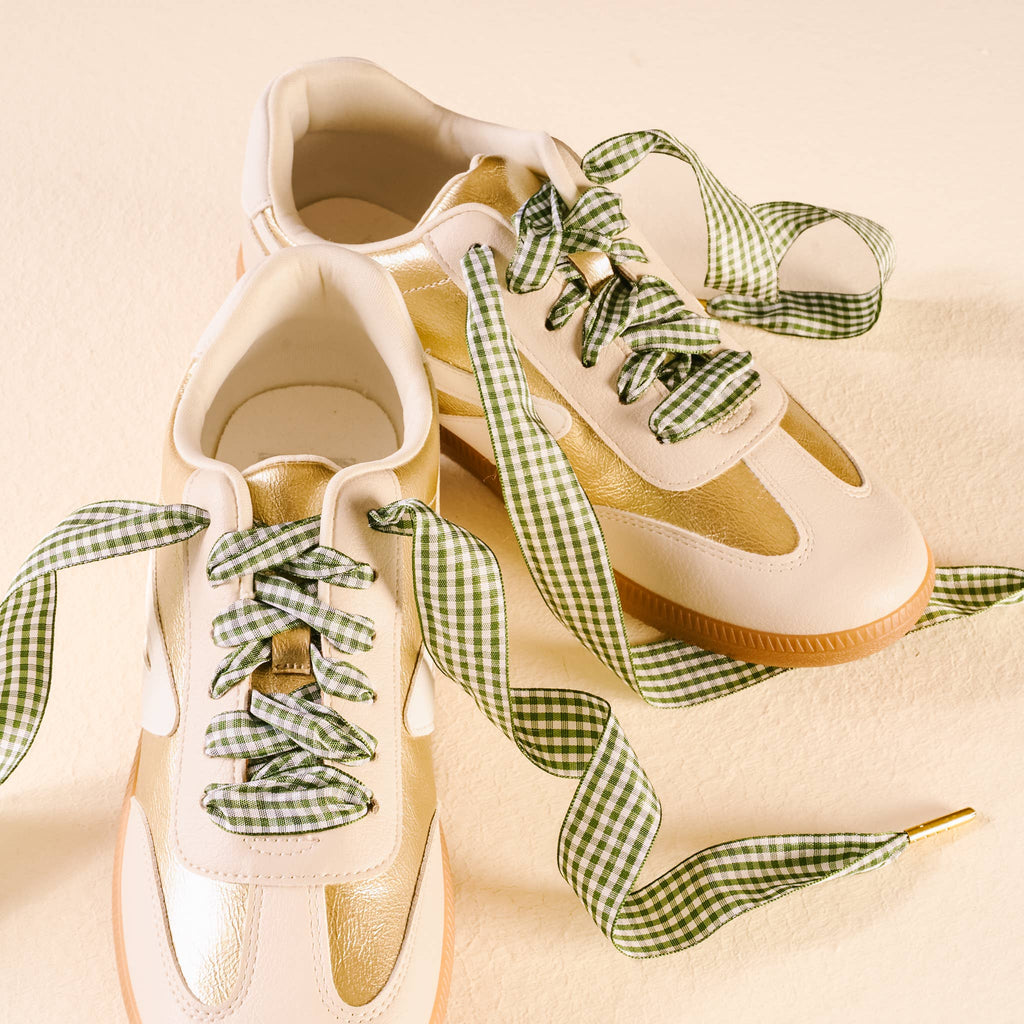 Step It Up Shoelaces-Gingham Green