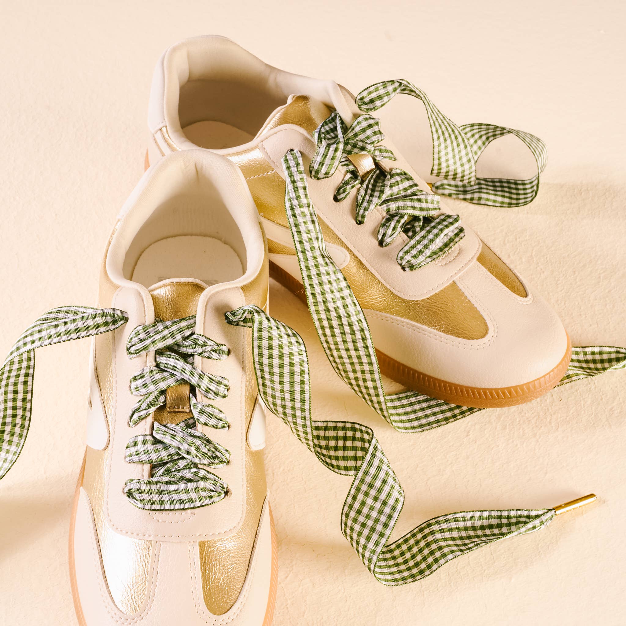 Step It Up Shoelaces-Gingham Green