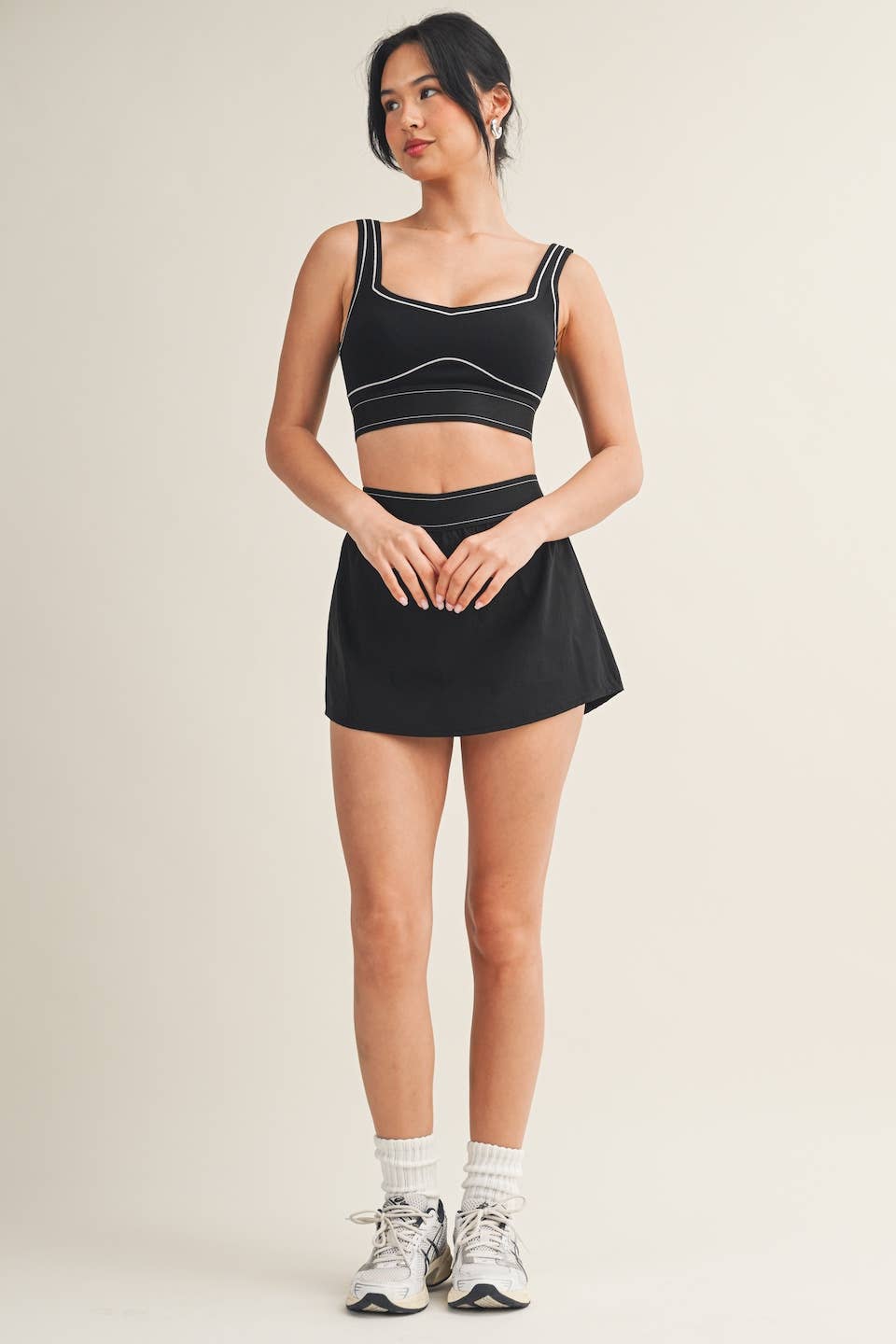 Lightweight Skort with Elastic Waistband | Black