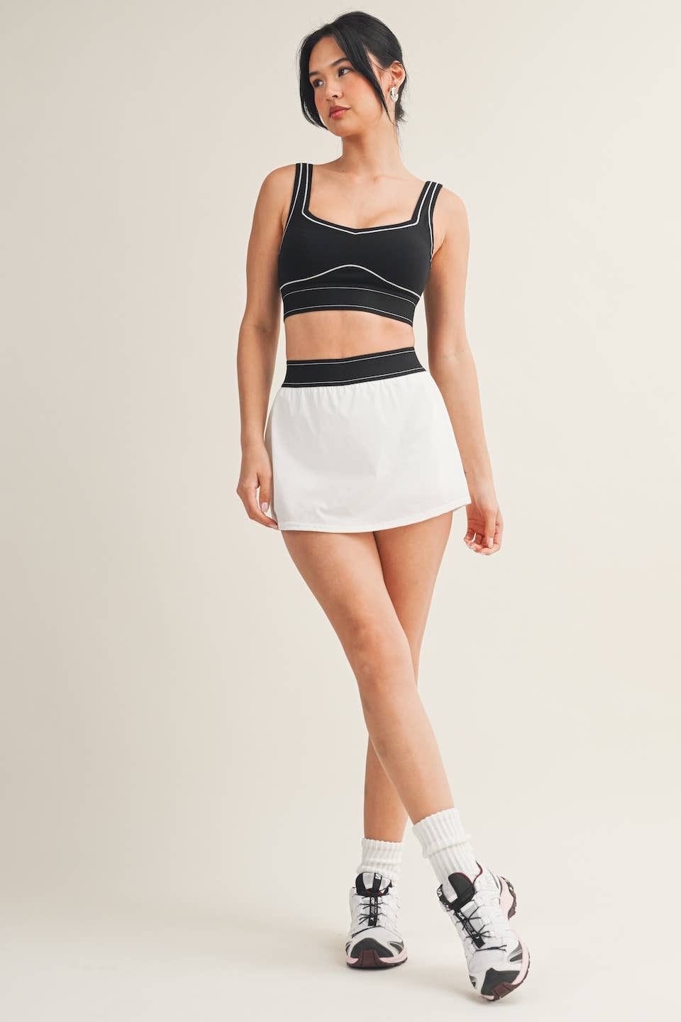 White Skort with Elastic Waistband