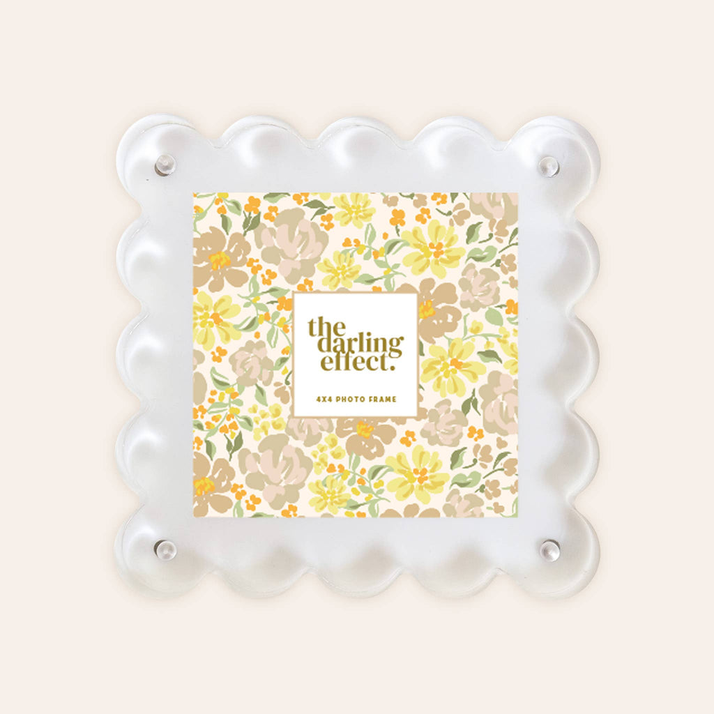 White Square Scalloped Acrylic Frame