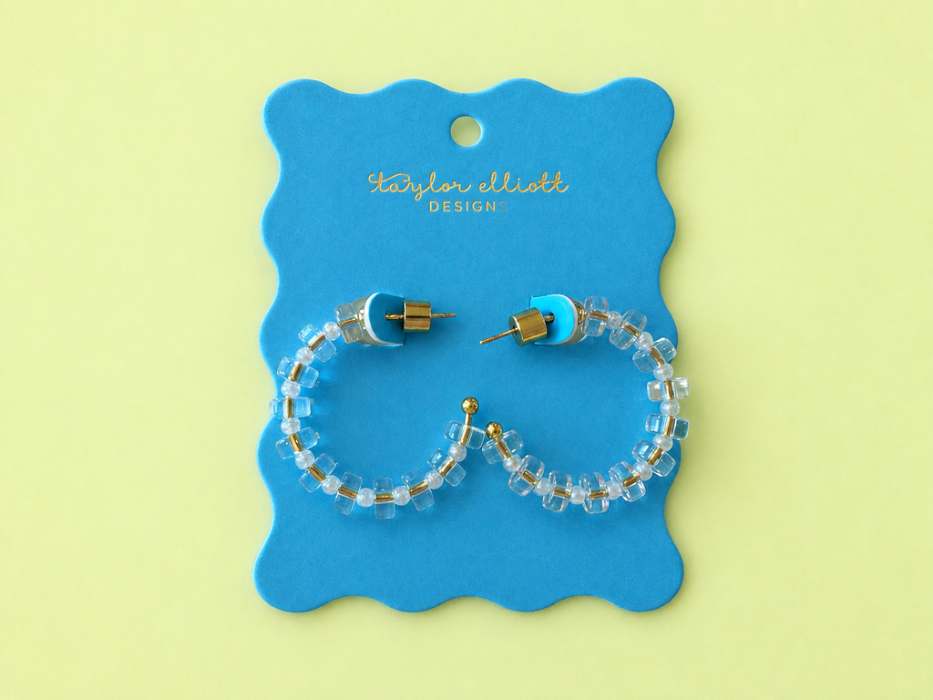Hoop Pearls + Clear Discs Earring- Nicole