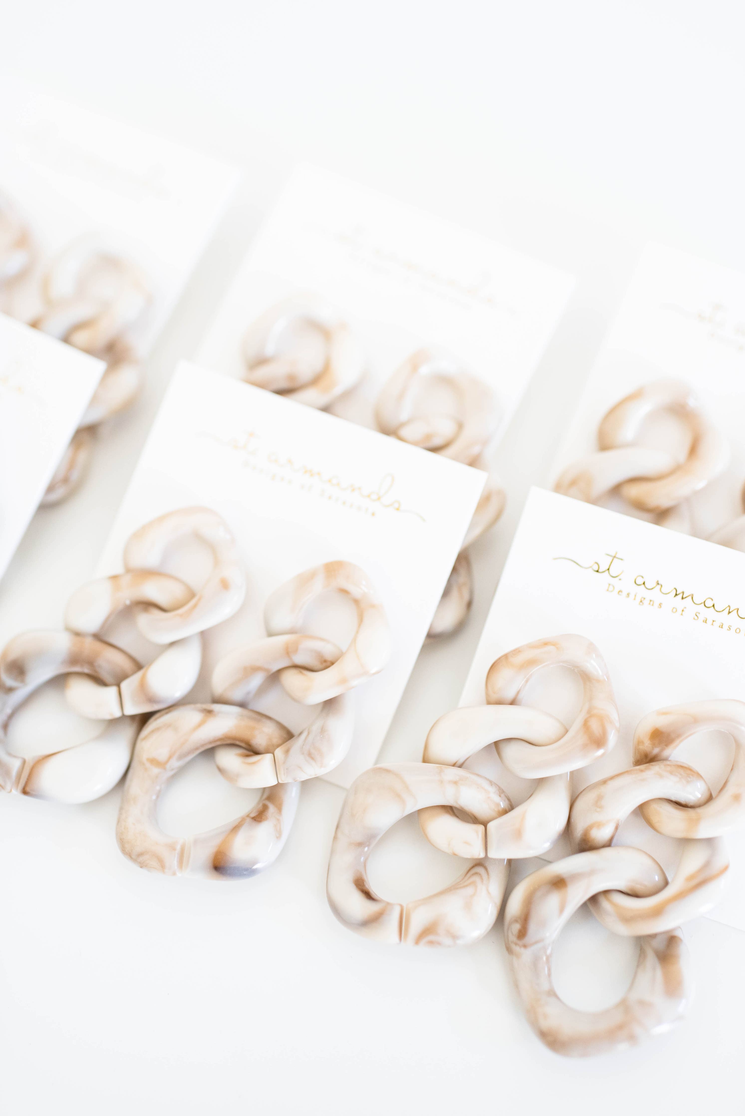 Cream Lucite Chain Statement Drop Earrings