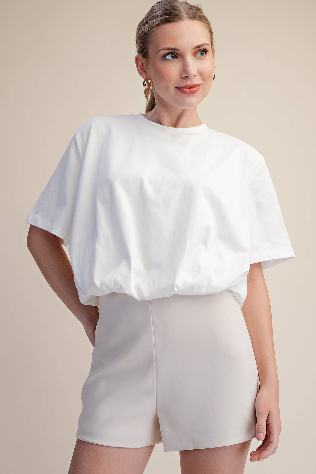 Cropped Bubble Hem T-Shirt
