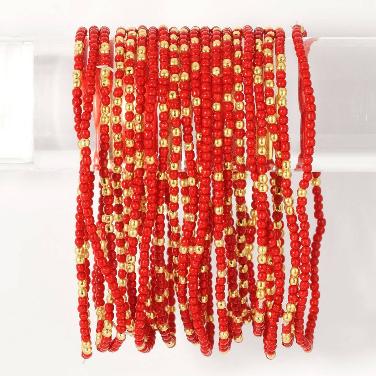 Stretch Seed Bead Solid Game Day Bracelets | Red