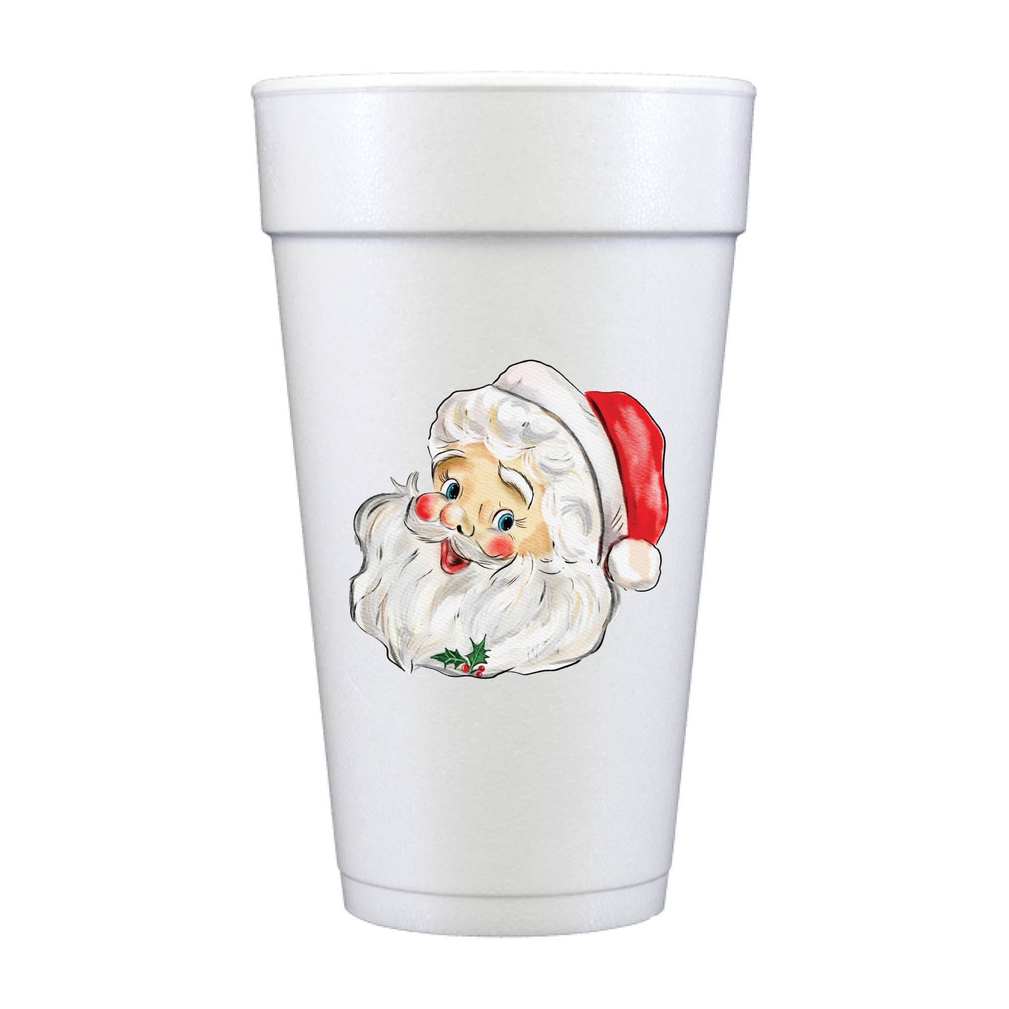 Jolly Santa Merry Christmas Full Color Foam Cups - Christmas