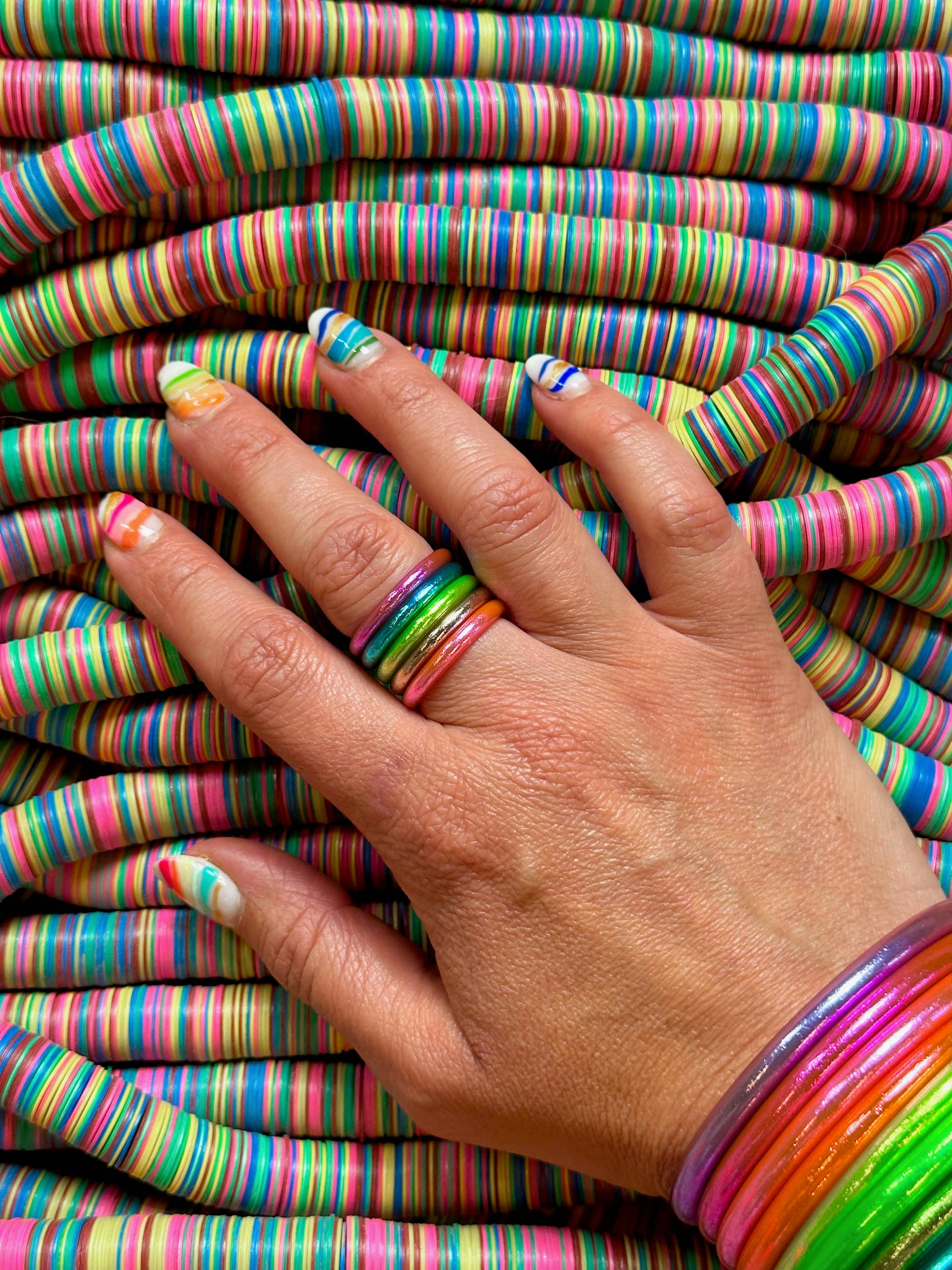 Pink Thai Buddhist Temple Rings