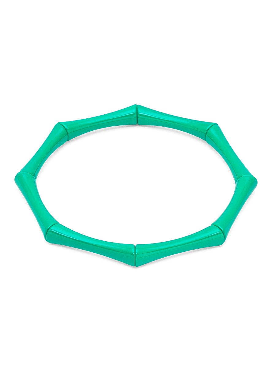 Enamel Bamboo-Style Stretch Bracelet / TEAL