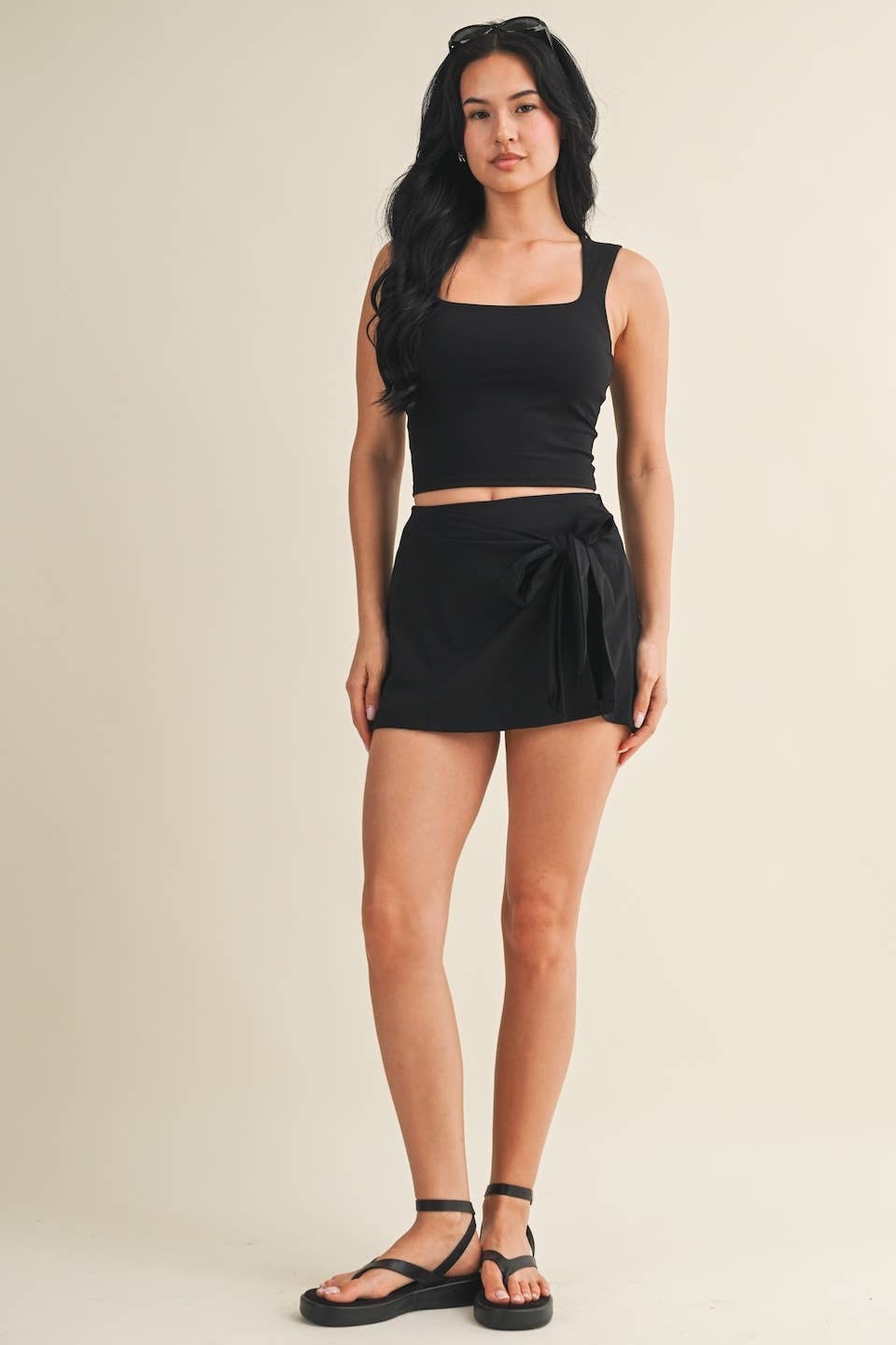 Wrap Tie Skort | Black