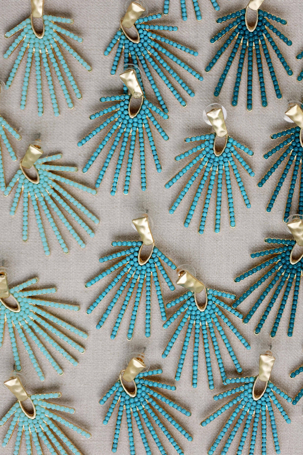 Light Turquoise Sunburst Statement Drop Earrings