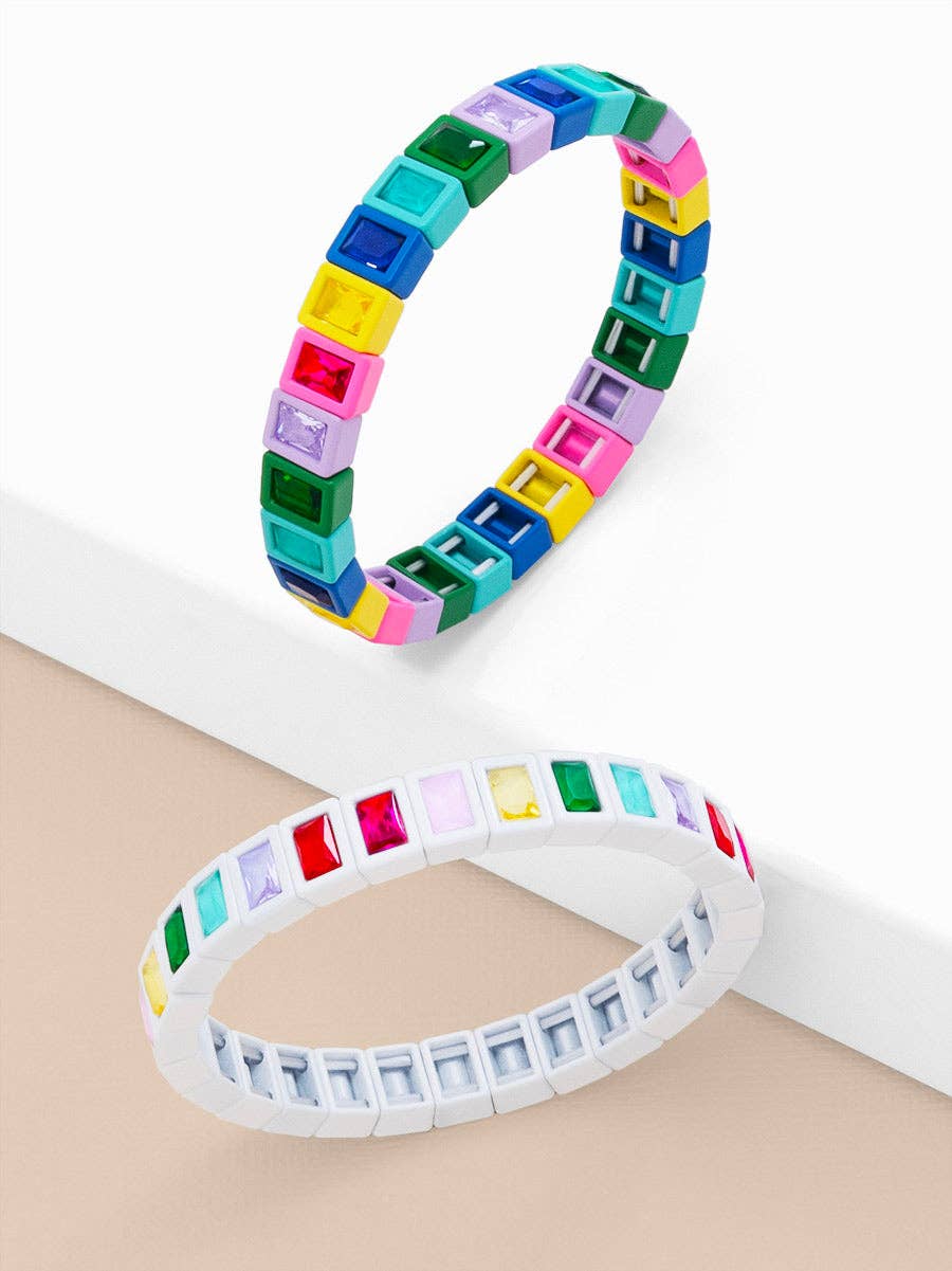 Pink Multicolor Crystal Stretch Bracelet