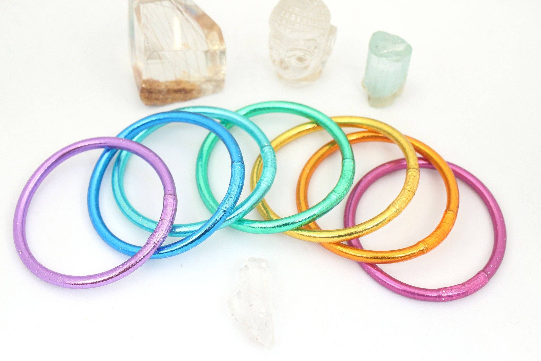 Single Rainbow Thai Buddhist Temple Bracelet Bangle / Bubblegum