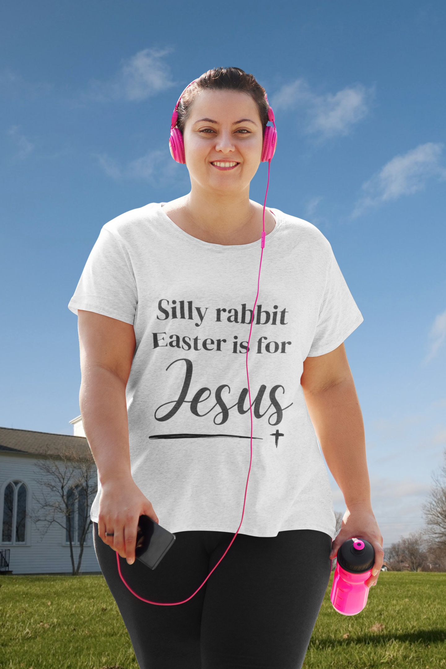 Silly rabbit, Easter is for Jesus black lettering Premium Short Sleeve Tee (Closeout)