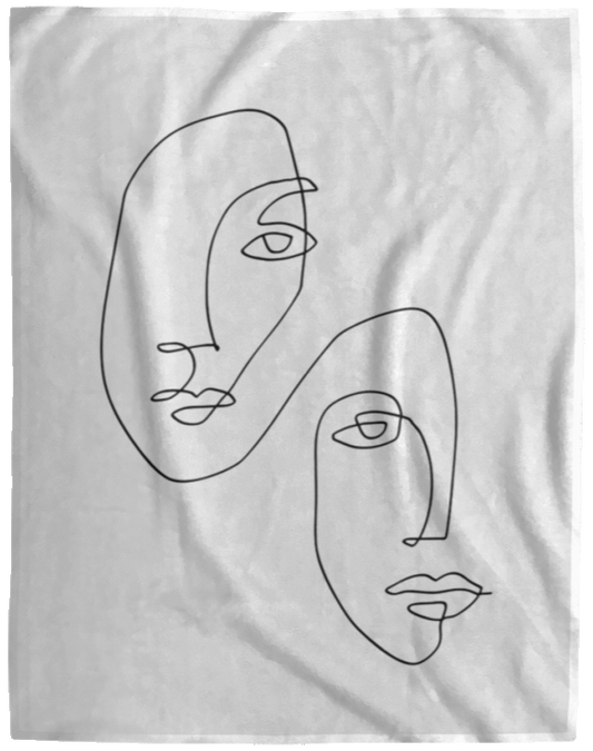 Faces Line Art Cozy Plush Fleece Blanket - 60x80