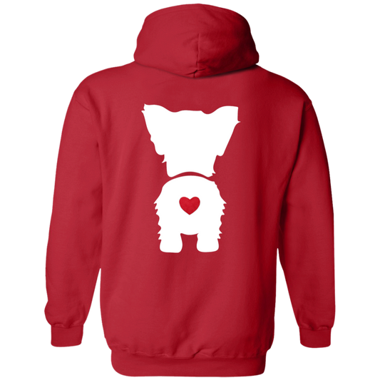 Yorkie Butt Zip Up Hooded Sweatshirt white graphic