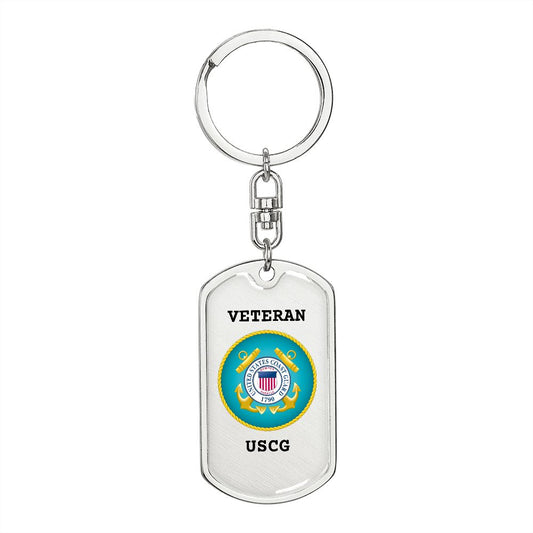 U.S. Coast Guard Veterans Dog Tag keychain with swivel link