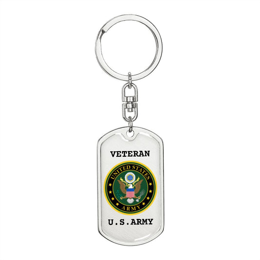 Army Veteran Dog Tag keychain with swivel link