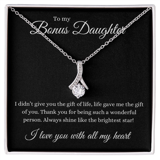 To my Bonus Daughter Alluring Beauty necklace gift of you design dark