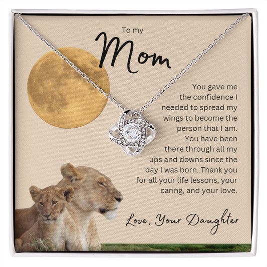 To my Mom Lioness Love Knot Necklace