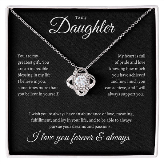 To my Daughter, Love Knot Necklace, forever and always design