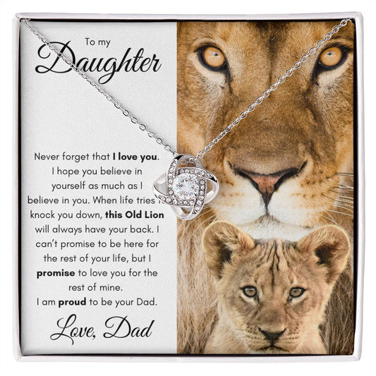 This Old Lion to my Daughter Love Knot necklace