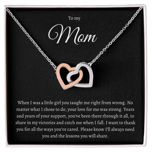 To my Mom Interlocking Hearts Necklace design 1