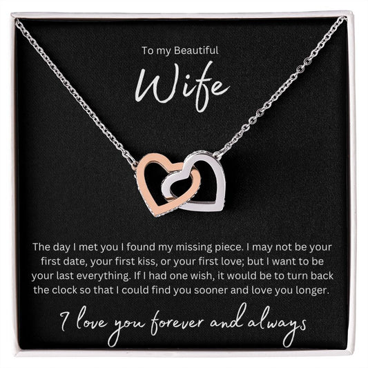 Interlocking Hearts Necklace to my Beautiful Wife one thing B