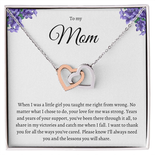 To my Mom Interlocking Hearts Necklace design 3