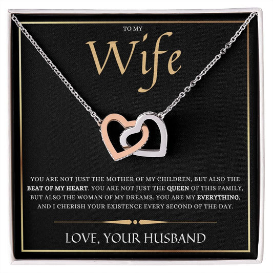 Interlocking Hearts Necklace to my Wife beat of my heart design