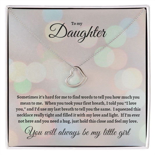 To my Daughter Delicate Heart Necklace pastel lights design