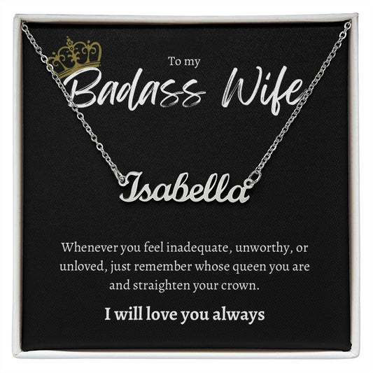 To my Badass Wife Custom name necklace