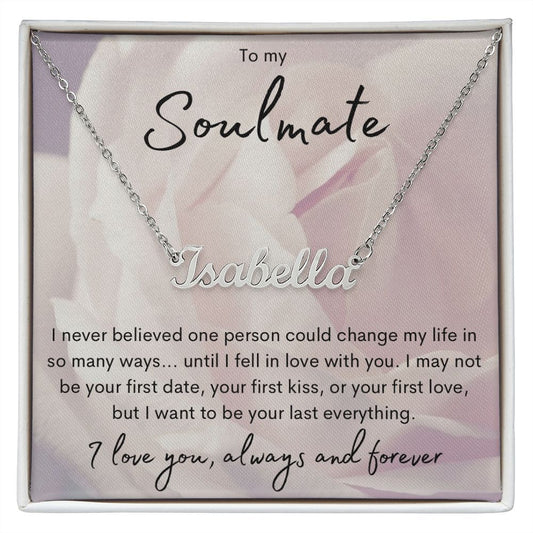 To my Soulmate Custom Name necklace pink rose design