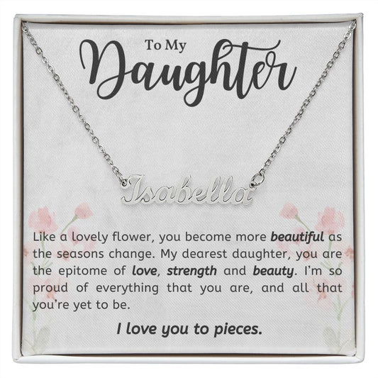 To my Daughter Custom Name necklace soft flower design