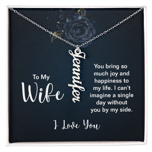 To my Wife Vertical Name Necklace star design