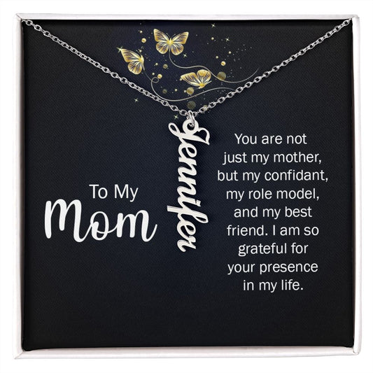 To my Mom Vertical Name Necklace star design